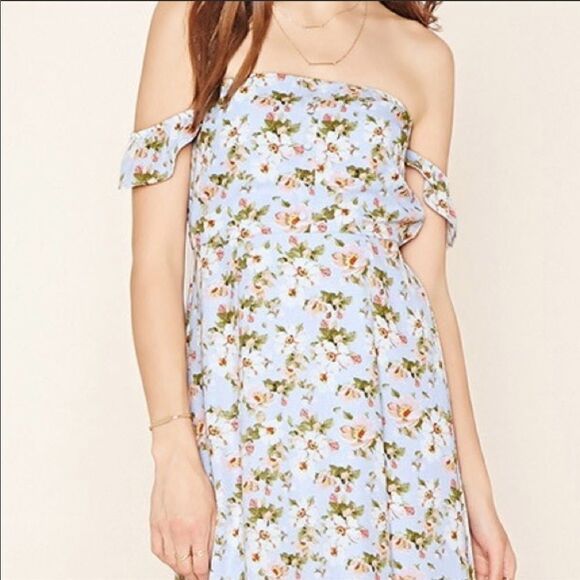 ✨HP✨F21 Floral Off the Shoulder Maxi Slit Dress✨ - Picture 2 of 11